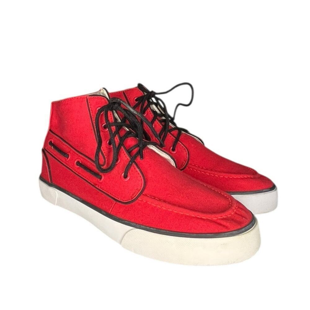 Polo Ralph Lauren Lander Chukka Canvas Shoes Size 8 Red BIN36 - Picture 3 of 6
